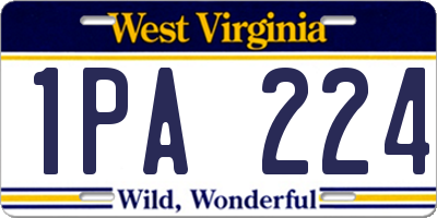 WV license plate 1PA224