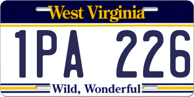 WV license plate 1PA226