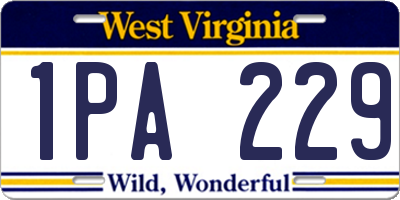 WV license plate 1PA229