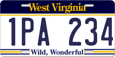 WV license plate 1PA234