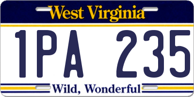 WV license plate 1PA235