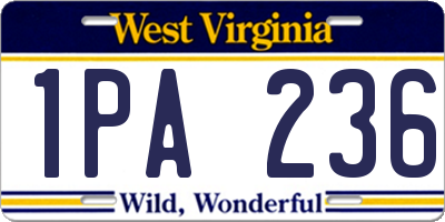 WV license plate 1PA236