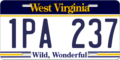WV license plate 1PA237