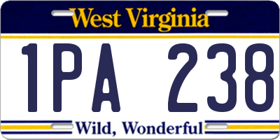 WV license plate 1PA238