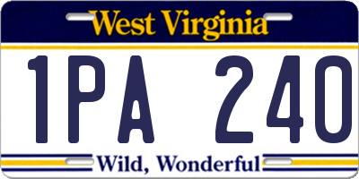 WV license plate 1PA240