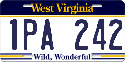 WV license plate 1PA242