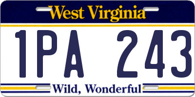 WV license plate 1PA243