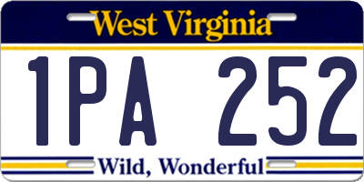 WV license plate 1PA252