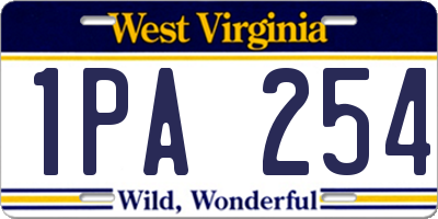 WV license plate 1PA254