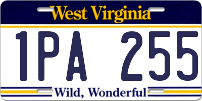 WV license plate 1PA255