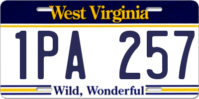 WV license plate 1PA257