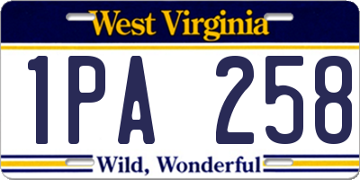WV license plate 1PA258