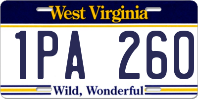 WV license plate 1PA260