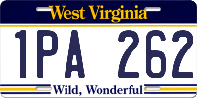WV license plate 1PA262