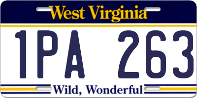WV license plate 1PA263