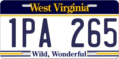 WV license plate 1PA265