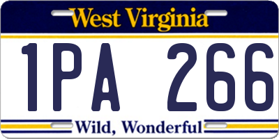 WV license plate 1PA266