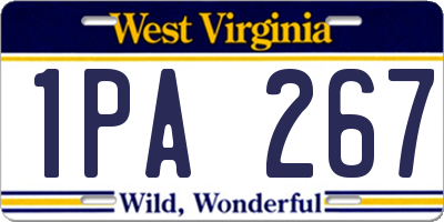 WV license plate 1PA267