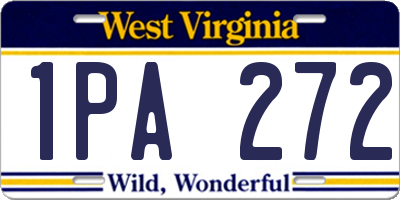 WV license plate 1PA272