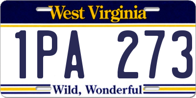 WV license plate 1PA273