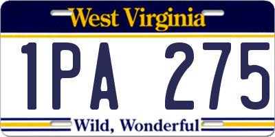 WV license plate 1PA275