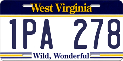 WV license plate 1PA278