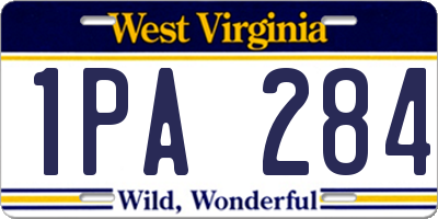 WV license plate 1PA284