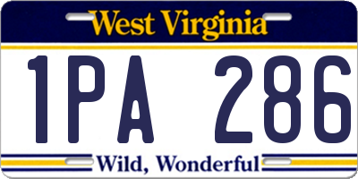 WV license plate 1PA286