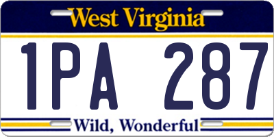 WV license plate 1PA287