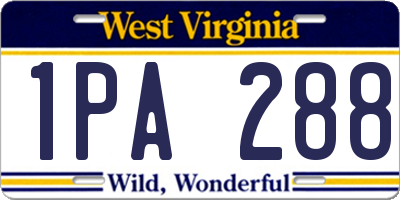 WV license plate 1PA288
