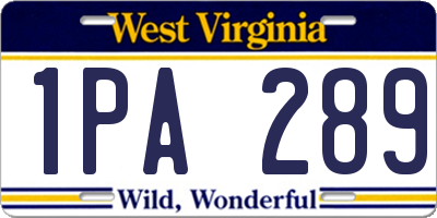 WV license plate 1PA289