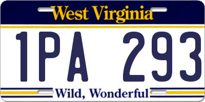 WV license plate 1PA293