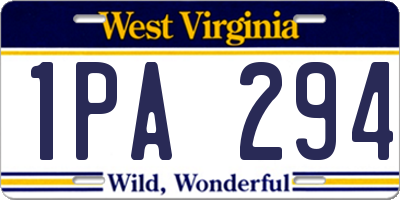 WV license plate 1PA294