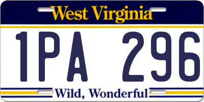 WV license plate 1PA296