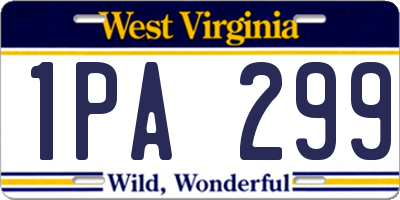WV license plate 1PA299