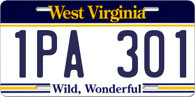 WV license plate 1PA301