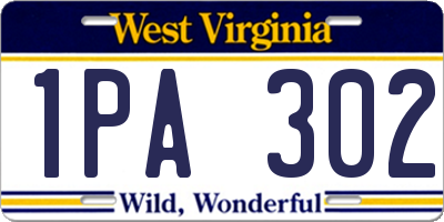 WV license plate 1PA302