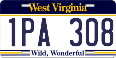 WV license plate 1PA308