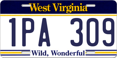WV license plate 1PA309