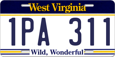 WV license plate 1PA311