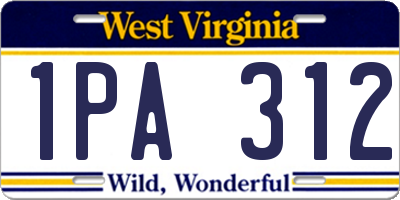WV license plate 1PA312