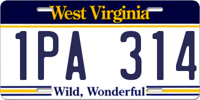 WV license plate 1PA314