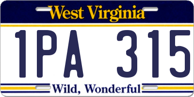 WV license plate 1PA315