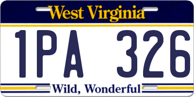 WV license plate 1PA326