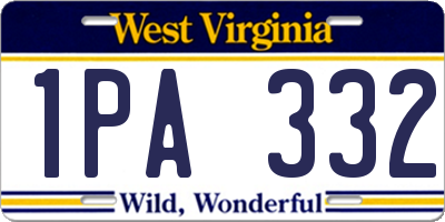 WV license plate 1PA332