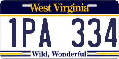WV license plate 1PA334
