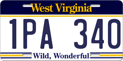 WV license plate 1PA340