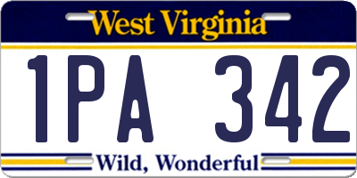 WV license plate 1PA342