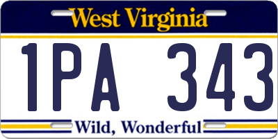 WV license plate 1PA343