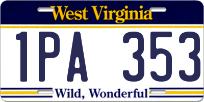 WV license plate 1PA353